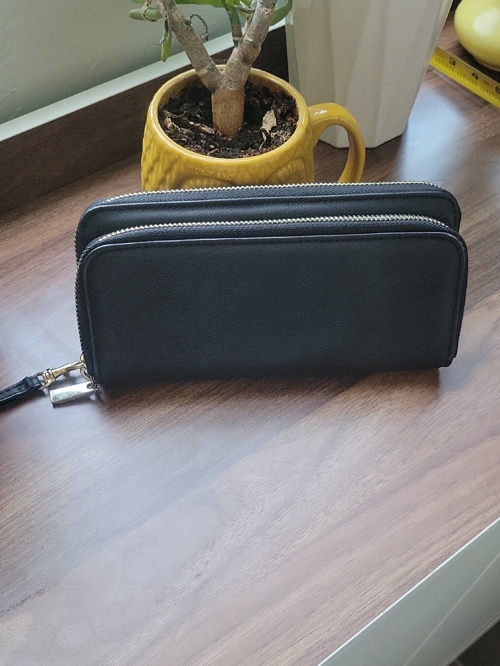 Black Double-Zip Wristlet Wallet
